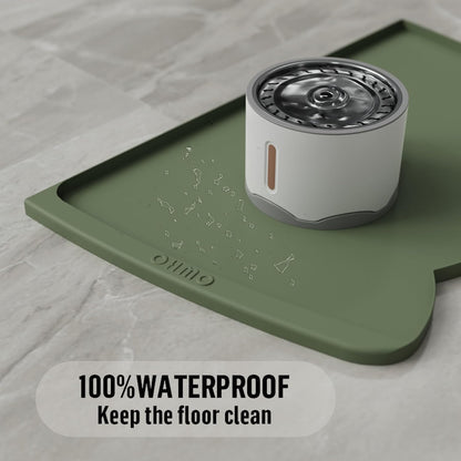 OHMO Dog Food Mat(Camo Green, 24 * 15'') w/Residue Collection Pocket Silicone Pet Feeding Mat for