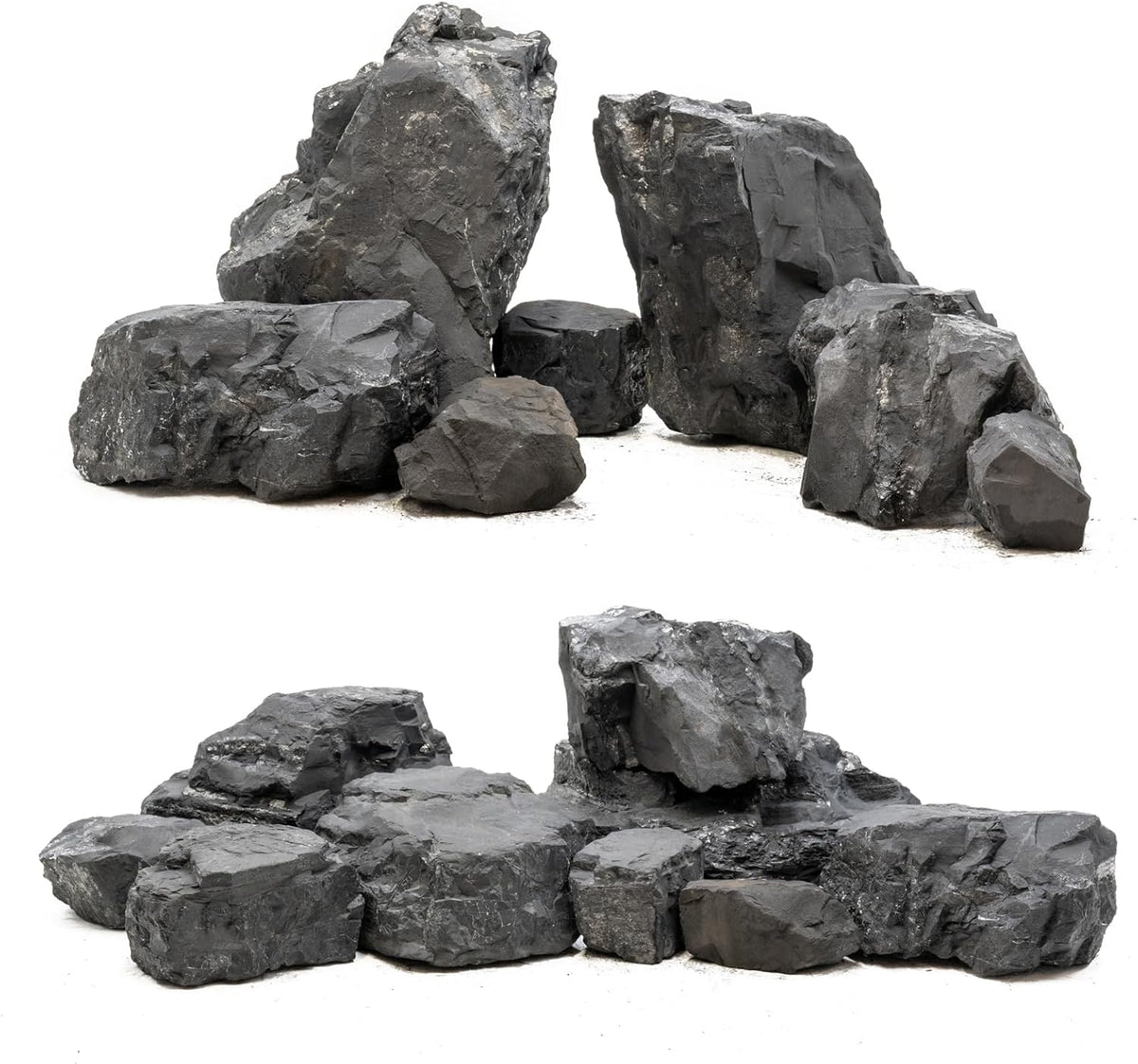Unocho Natural Aquarium Rocks 10LB Decorative Slate Stones Black Rocks for