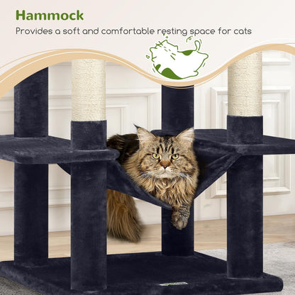 Globlazer Cat Tree Tower, 76-Inch Extra Tall Multi-Level Cat Furniture with Cozy Condos, Hammock