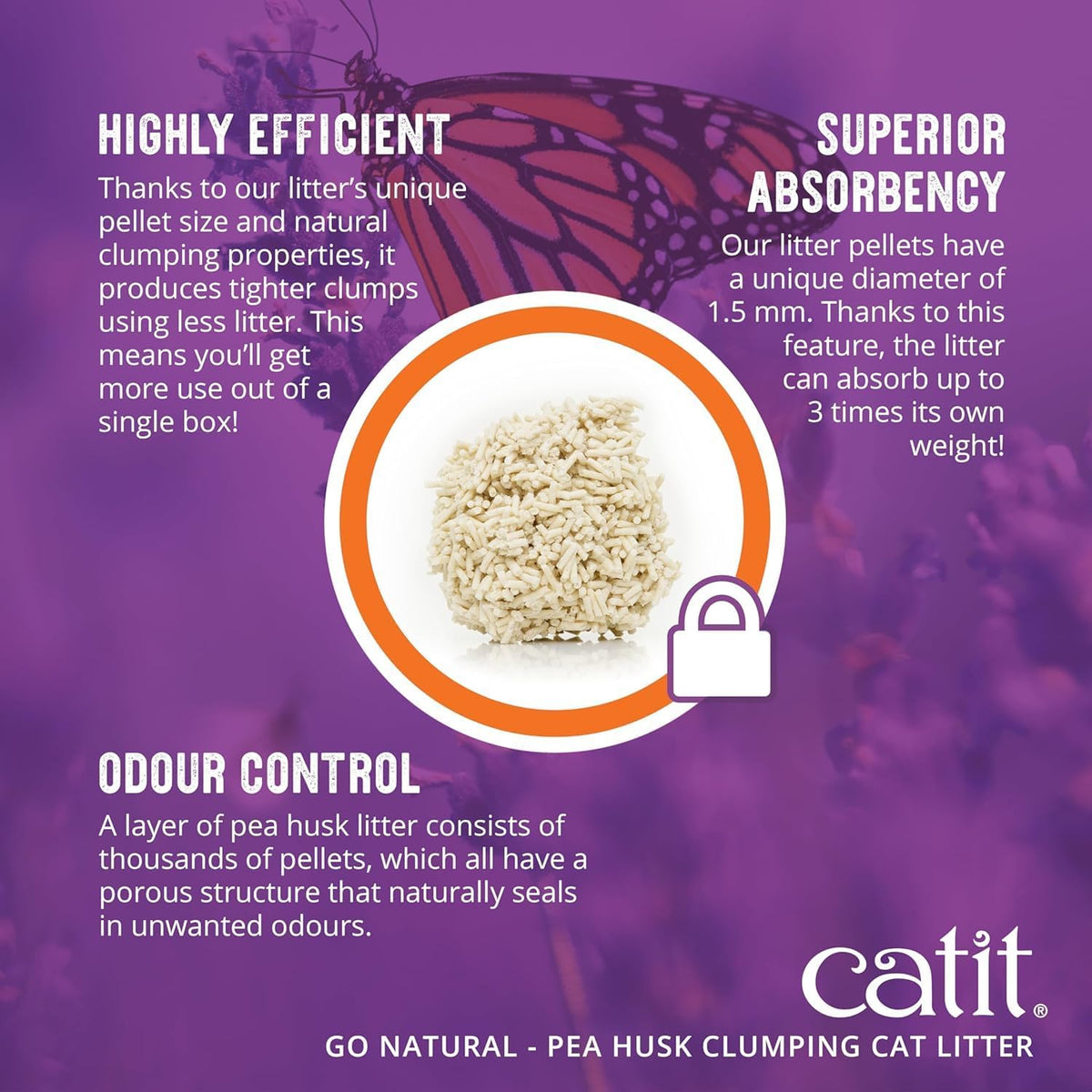 Catit - Go Natural Pea Husk Clumping Cat Litter - Lightweight, Dust Free, Easy Cleaning & Scooping