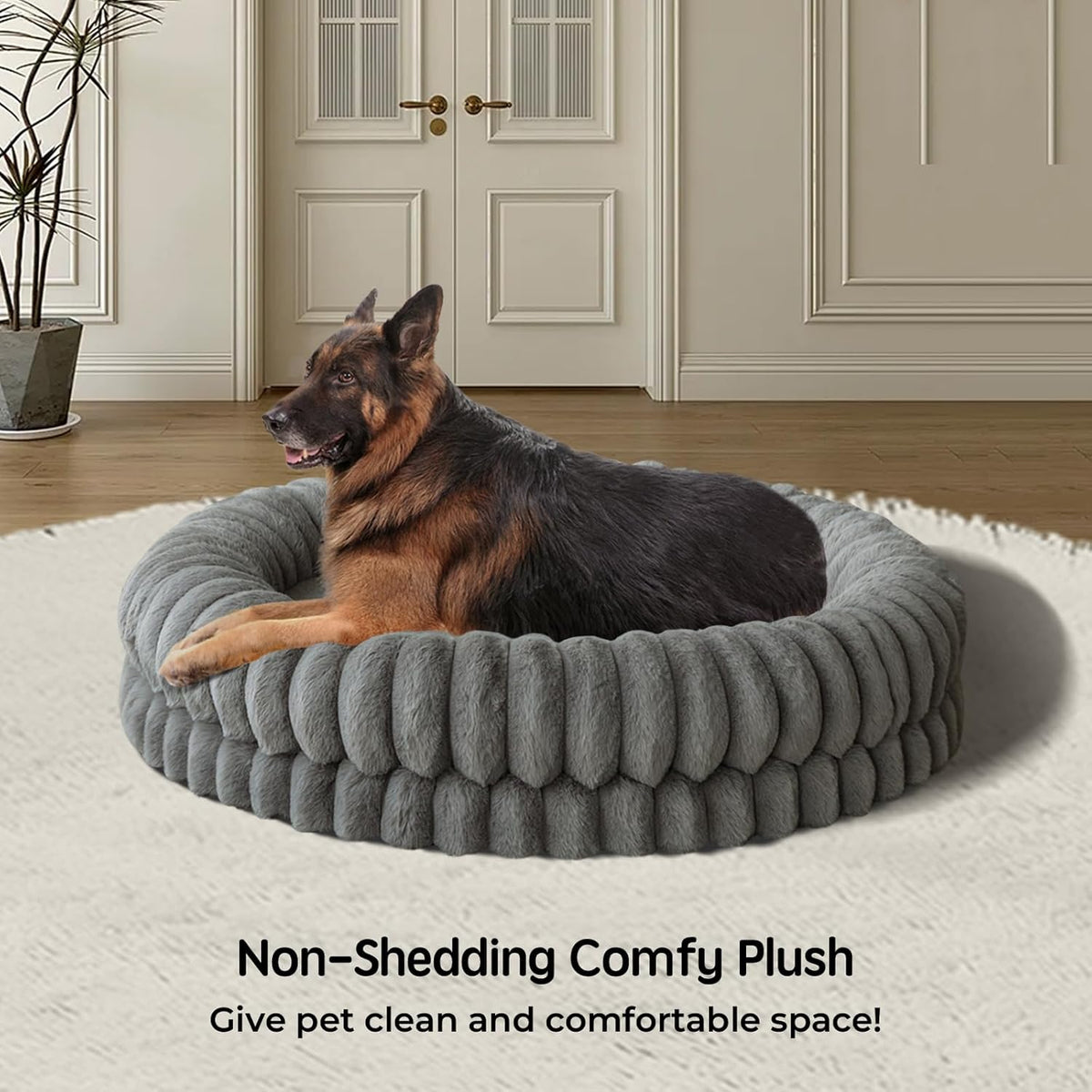 BALANCE Luxury Donut Dog Bed, 43 Inches Round Dog Beds Large Sized Dogs Washable, Orthopedic