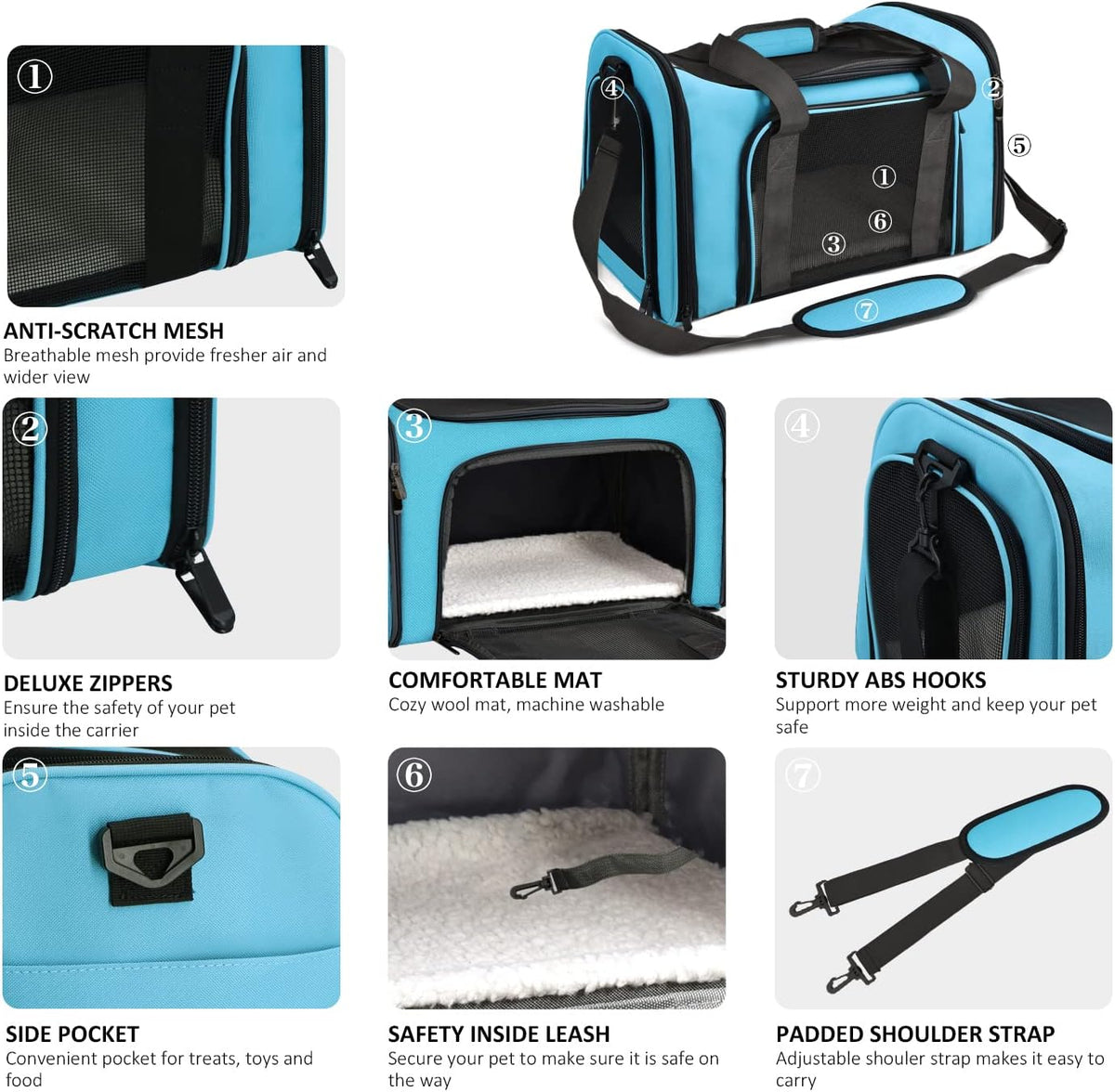 Large Cat Carriers Dog Carrier Pet Carrier for Large Cats Dogs Puppies up to 25Lbs, Big Dog Carrier