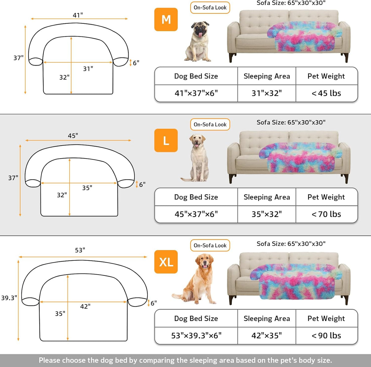 GGIB Calming Dog Bed Fluffy Plush Dog Mat for Furniture Protector with Removable Washable Cover for
