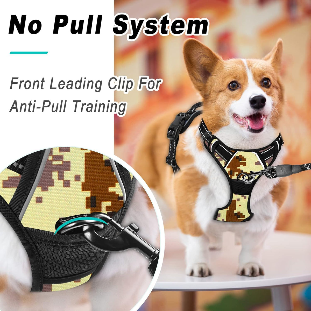 BARKBAY No Pull Dog Harness Large Step in Reflective Dog Harness with Front Clip and Easy Control