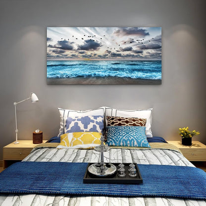 Lapremoly Black And White Beach Wall Painting Canvas Wall Art For Living Room Wall Decor For