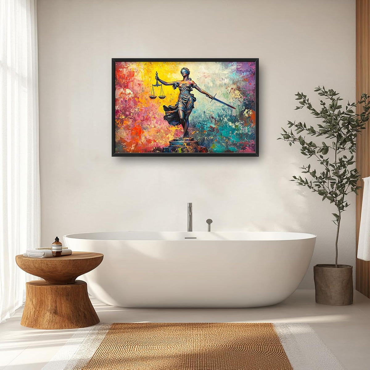 Extra Large Lady Justice Framed Wall Art for Living Room,Oversized Scales of Justice Pictures Wall