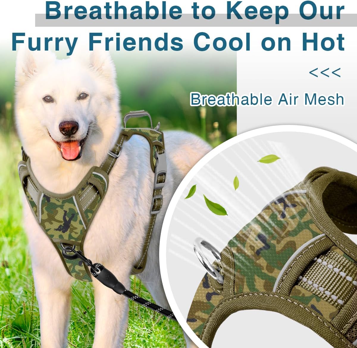 BARKBAY Dog Harness No Pull with ID Tag Pocket - Heavy Duty, Reflective, Easy Control for Large