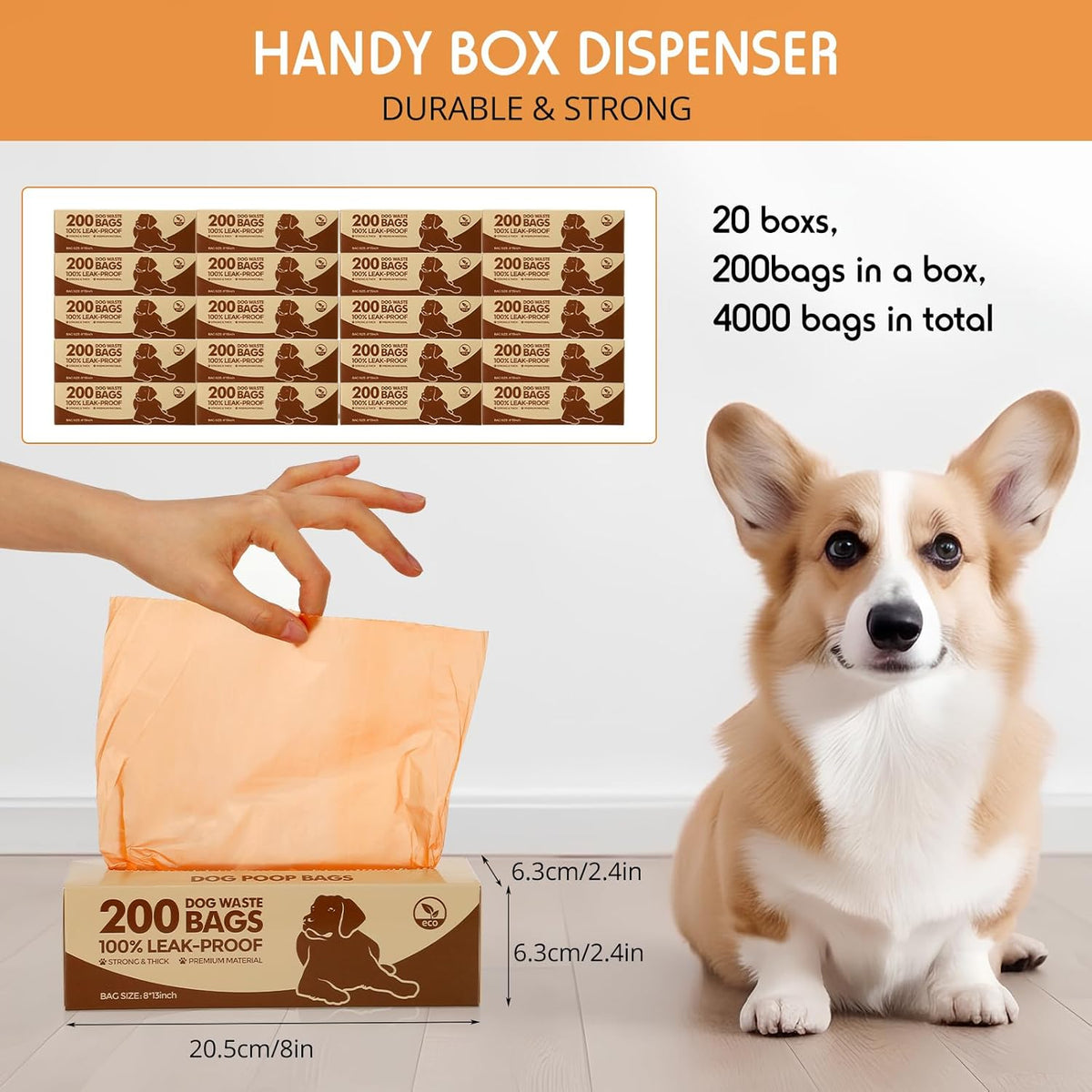 Sherr 20 Boxed Rolls 4000 Counts Dog Poop Bags Bulk Leak Proof Dog Waste Bags Universal Pet Doggy