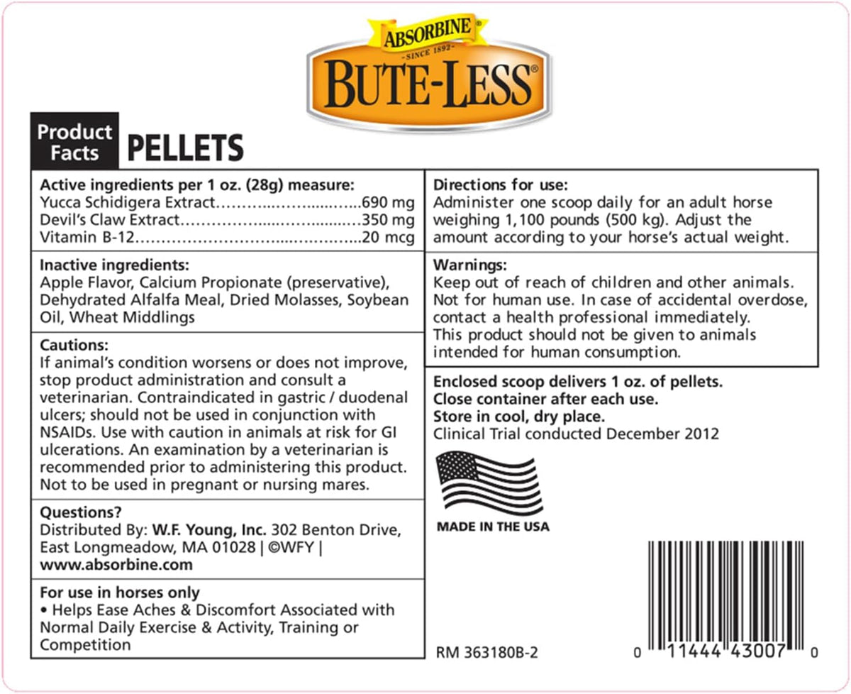 Absorbine Bute-Less Comfort & Recovery Support Supplement, Provides Long-Term Comfort, Gentle on