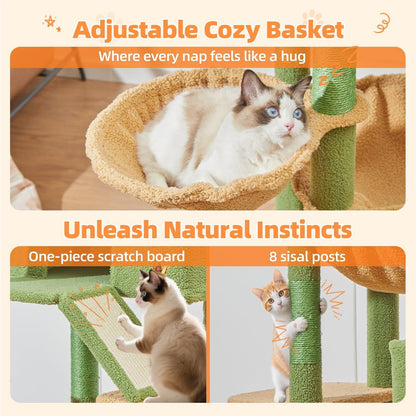 Taoqimiao Cactus Cat Tree, 71-Inch Cat Tower for Indoor Cats Large Adult, Multi-Level Large Cat