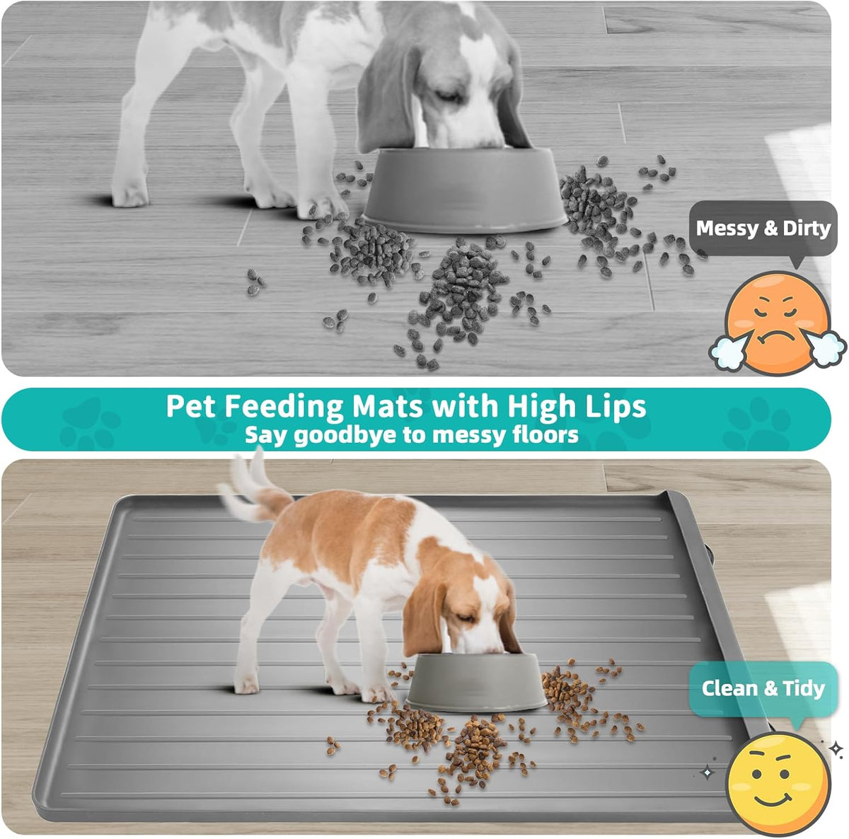 Dog Mat for Food and Water - 39.4" x 27" Large Pet Feeding Mats with Residue Collection Pocket