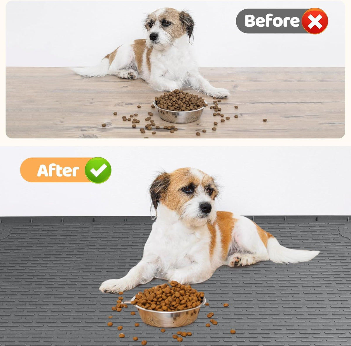 Dog Food Mat, Extra Large 40" x 28" Silicone Pet Feeding Mat with Raised Edge Pet Placemat for