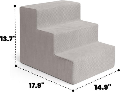 MEWANG Dog Stairs for Small & Medium Dogs and Old Cats –3/4/ 5 Steps High-Density Foam Pet Ramp for