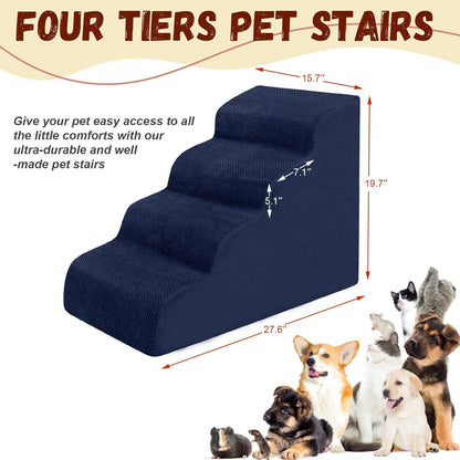 Dog Stairs for Small Dogs - High Density Foam Pet Steps, Extra Wide Dog Ramp with Non-Slip Bottom
