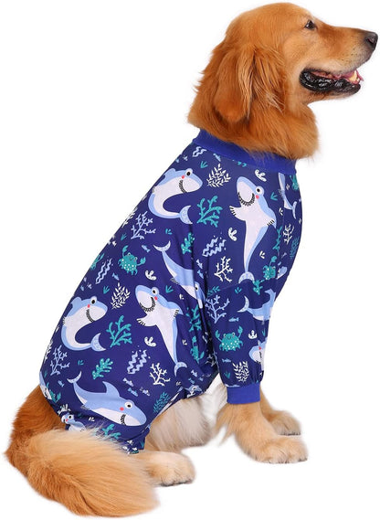 HDE Dog Pajamas One Piece Jammies Jumpsuit Pet Clothes Outfit Stretchy Lightweight Comfy Shirt Pjs