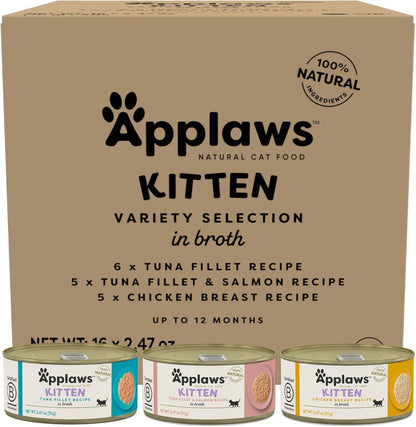 Applaws Natural Wet Cat Food in Broth, Limited Ingredient Canned Wet Cat Food, No Additives, Made