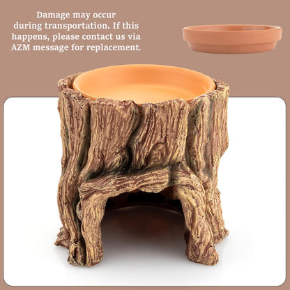 Reptile Hide Cave Resin – Moisture Keeping Reptile Shelter with Clay Water Basin for Leopard Gecko