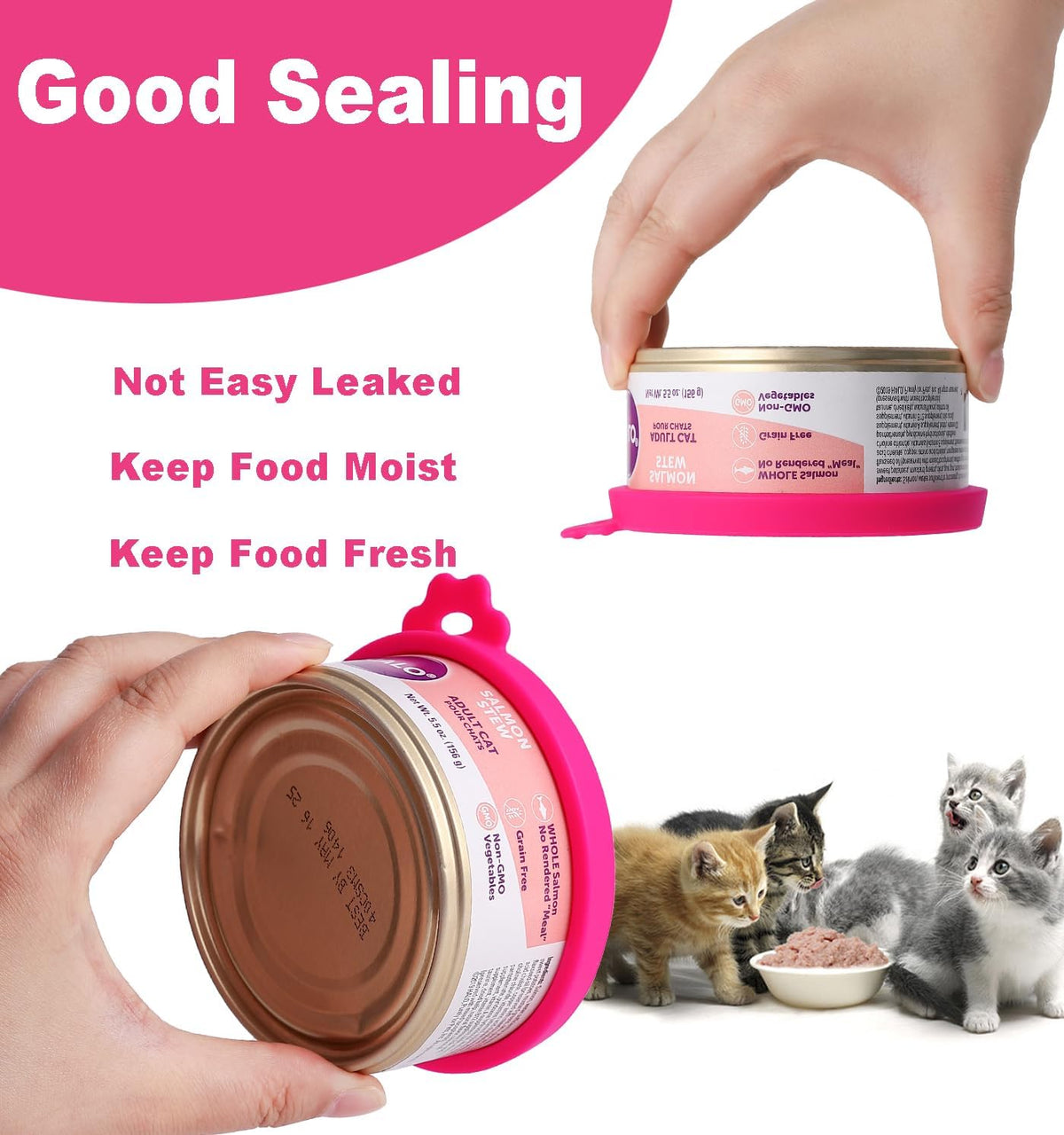 COMTIM Cat Food Can Covers Lids for 5.5 oz Cans, 2 Pack Silicone Cat Food Can Lids for 5.5 oz 5.3