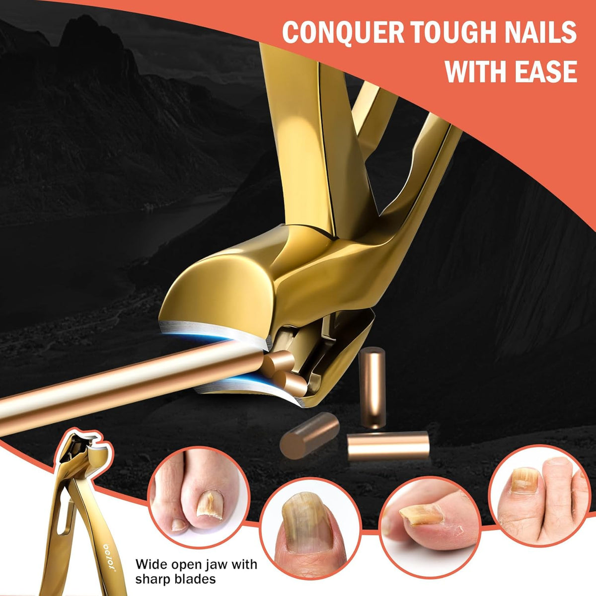 BEZOX Ergonomic Angled Head Thick Toenail Clipper for Seniors - Large Nail Clippers for Thick and