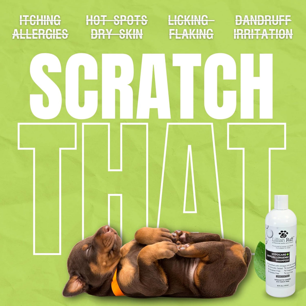 Lillian Ruff Calming Oatmeal Pet Shampoo for Dry Skin & Itch Relief with Aloe & Hydrating Essential