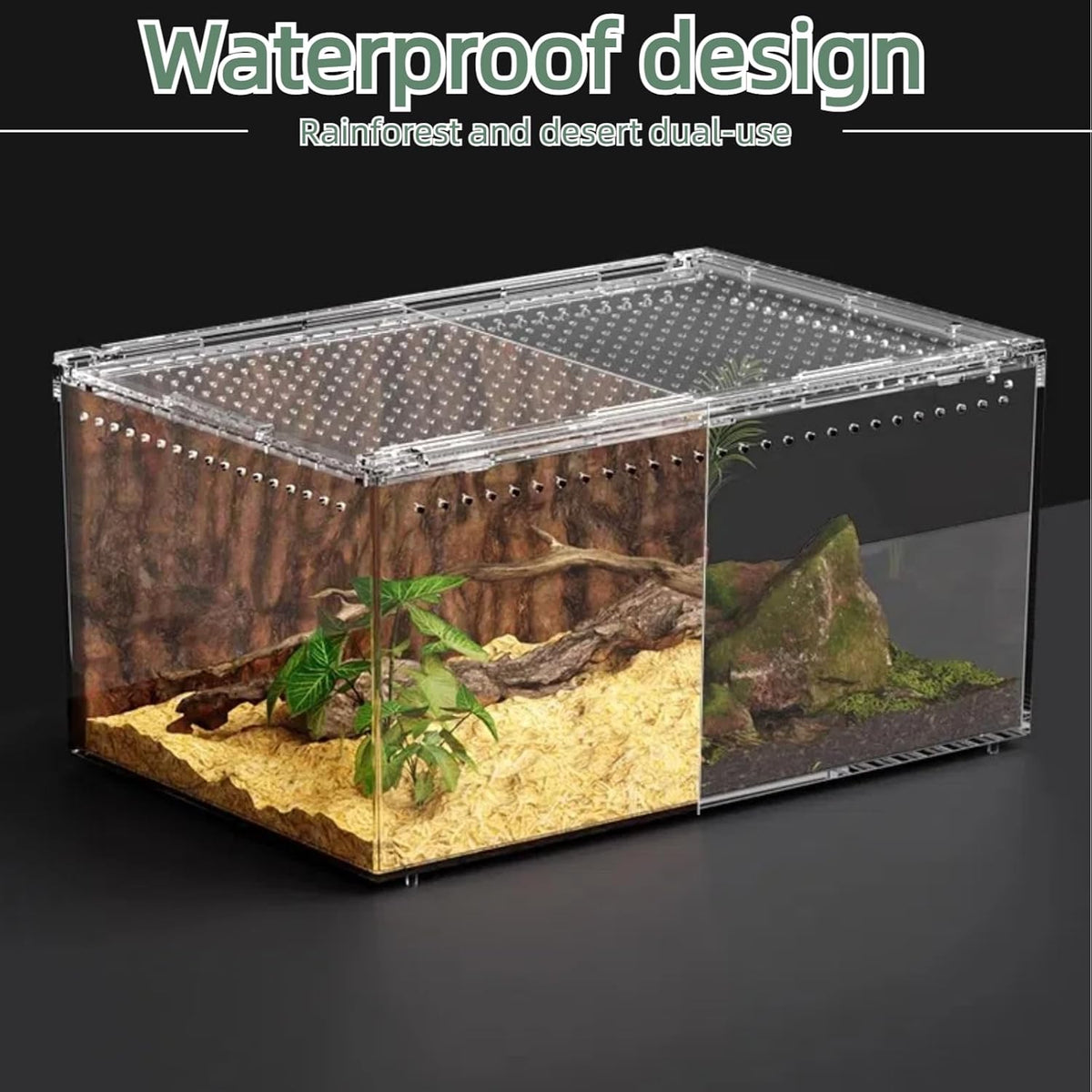PC Reptile Terrarium, Leopard Gecko Tank, Jumping Spider Enclosure, Lizard Enclosure, Suitable for