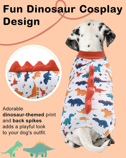 CuteBone Dinosaur Costume Dog Pajamas, Stretchy Spandex Crystal Velvet Sleepwear Coat for Small