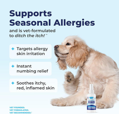 Vetnique Dermabliss Anti Itch Spray for Dogs & Cats with Hydrocortisone for Allergies and Immediate