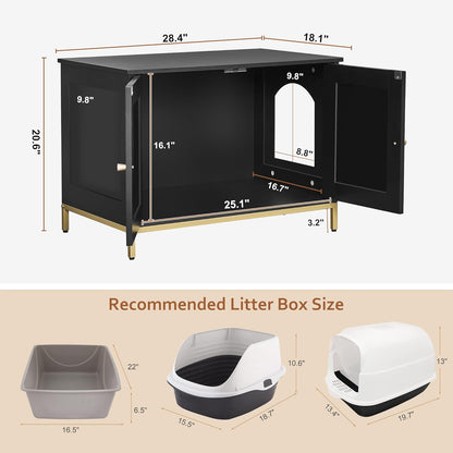Homhedy Cat Litter Box Enclosure, Cat Washroom Furniture with Metal Frame, Pet House, Fit Most of
