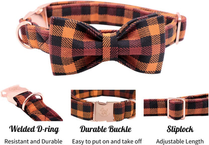 Elegant little tail Dog Collar with Bow, Bowtie Dog Collar, Adjustable Fall Dog Collars for Small