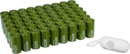 Amazon Basics Leak Proof Dog Poop Bags with Dispenser and Leash Clip, Unscented, 13 x 9 Inches