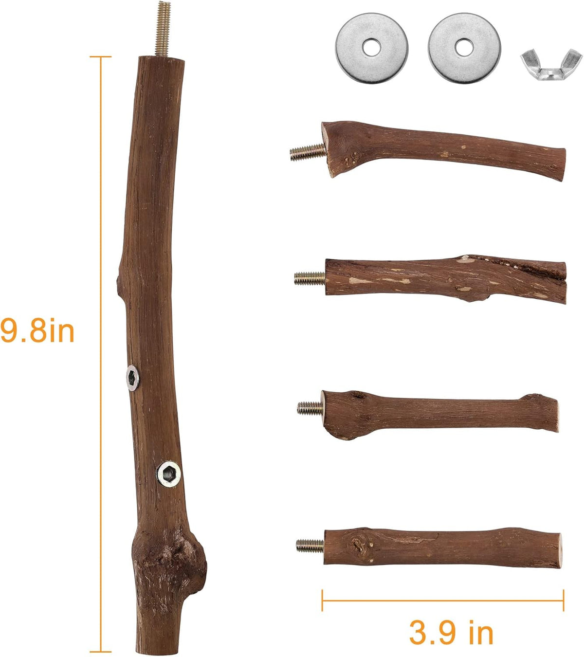 Bird Perch Stand Toy, Natural Grapevine Wood Parrot Perch Bird Cage Branch Accessories for