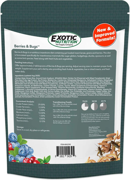 Berries & Bugs 3 lb. - All Natural High Protein High Fiber Insectivore Diet with Fruit, Gut-Loaded