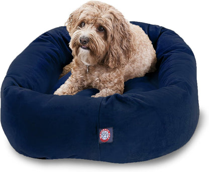 Majestic Pet 32 Inch Suede Calming Dog Bed Washable 32x23x7 (Inch) – Cozy Soft Round Donut Dog Bed