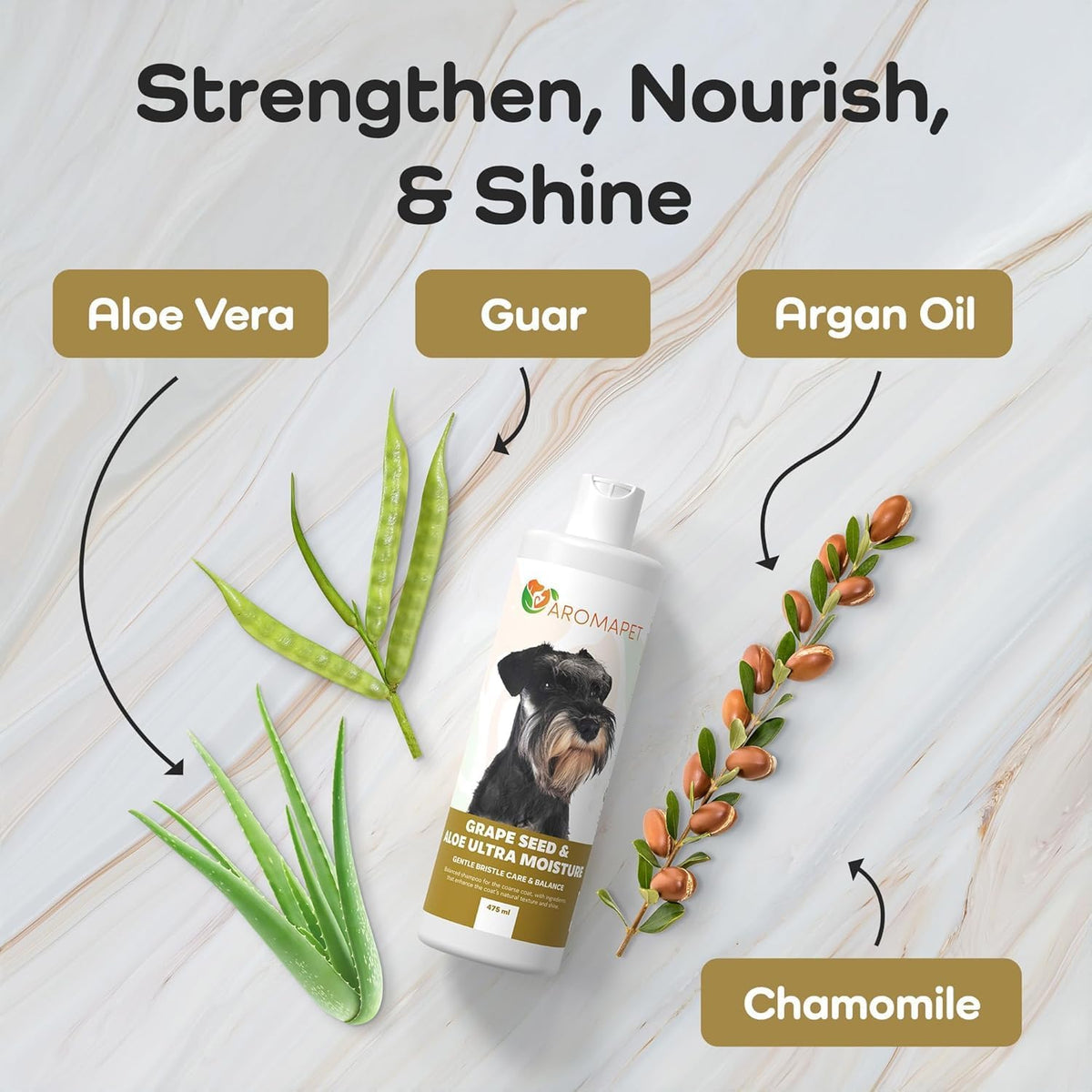 Grape Seed & Aloe Ultra Moisture for Coarse Coats Dog Shampoo - Deodorizing. Great for Schnauzer &