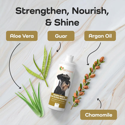 Grape Seed & Aloe Ultra Moisture for Coarse Coats Dog Shampoo - Deodorizing. Great for Schnauzer &