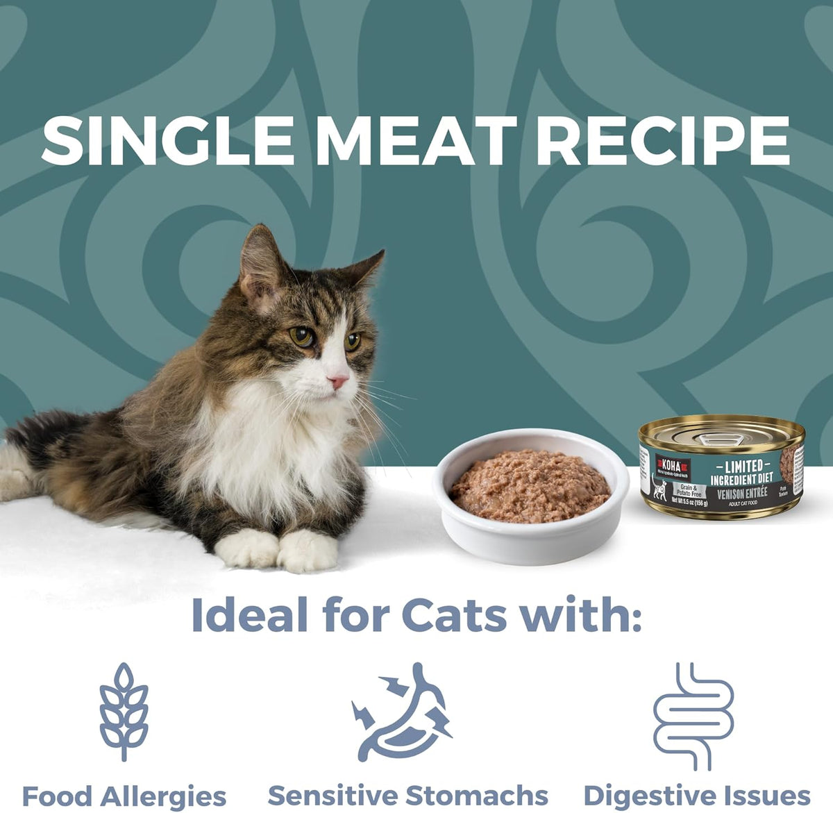 KOHA Limited Ingredient Diet Venison Paté for Cats - Single Meat Cat Food for Sensitive Stomachs