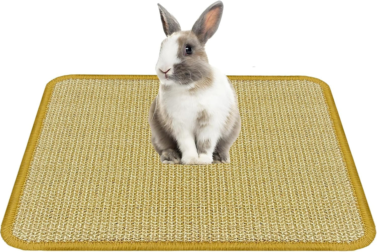 DYAUS Bunny Scratch Pad, Natural Sisal Rabbit Scratching Mat for Claws and Teeth Care, Indoor Bunny