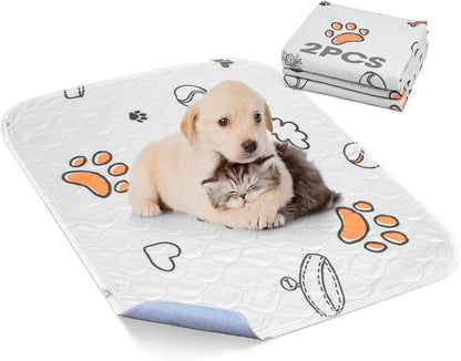 Washable Pee Pads for Dogs, 2 Pack Small 18"x24" Super Absorbent Reusable Puppy Pads Pet Training