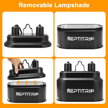 Dual Reptile Light Fixture with Switches, Reptile Heat Lamp Fixture, Reptiles Terrarium UVB Bulb