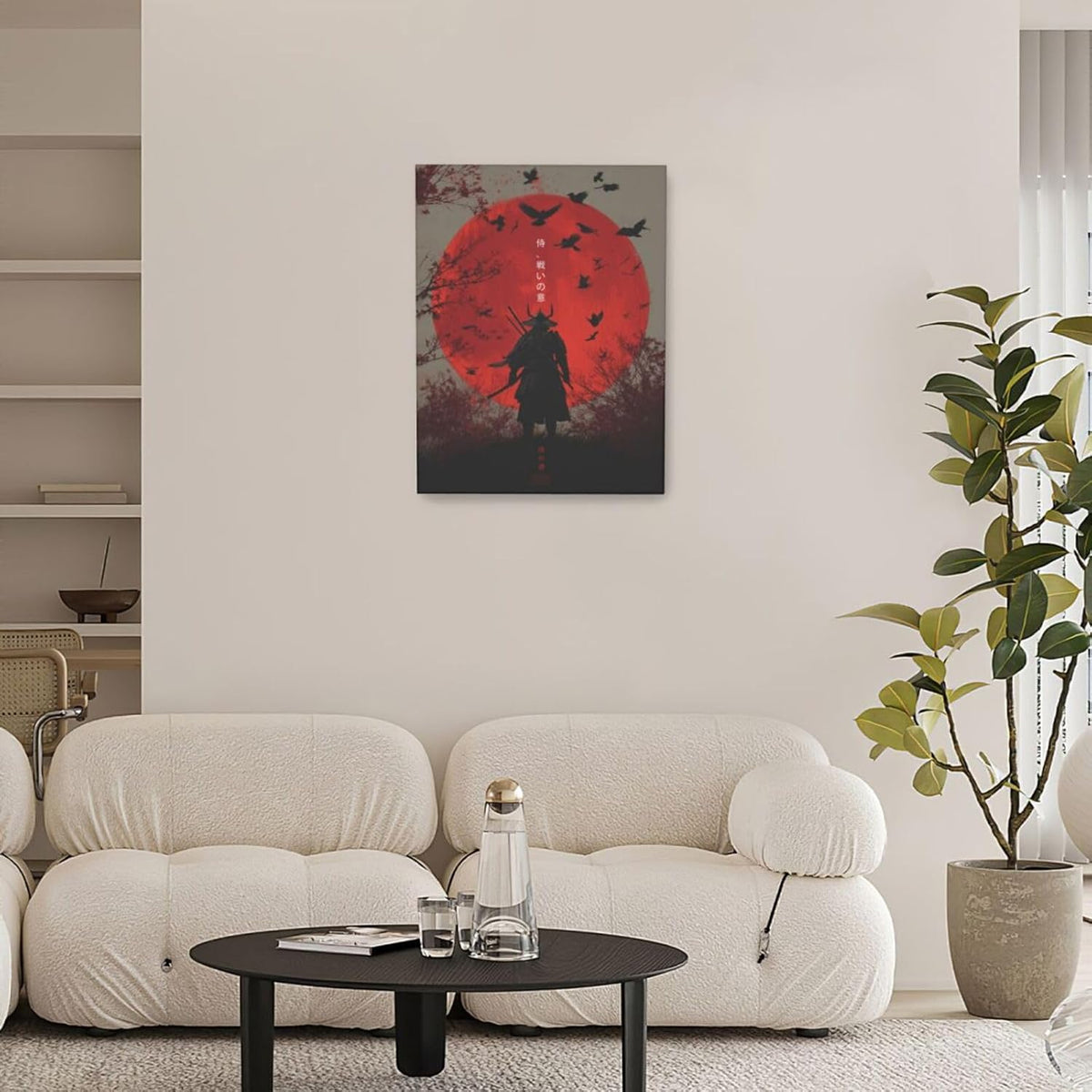 Japanese Armored Samurai Wall Art Modern Japan Warrior Canvas Wall Decor Asian Oriental Bushido