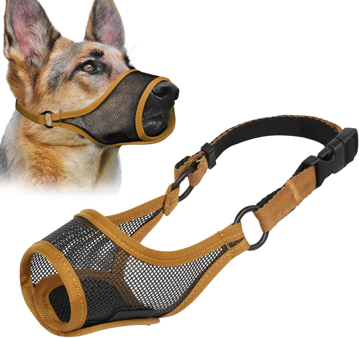 LUCKYPAW Dog Muzzle, Mesh Muzzle for Large Medium Small Dogs, Soft Mouth Guard for Biting Chewing