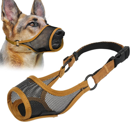 LUCKYPAW Dog Muzzle, Mesh Muzzle for Large Medium Small Dogs, Soft Mouth Guard for Biting Chewing
