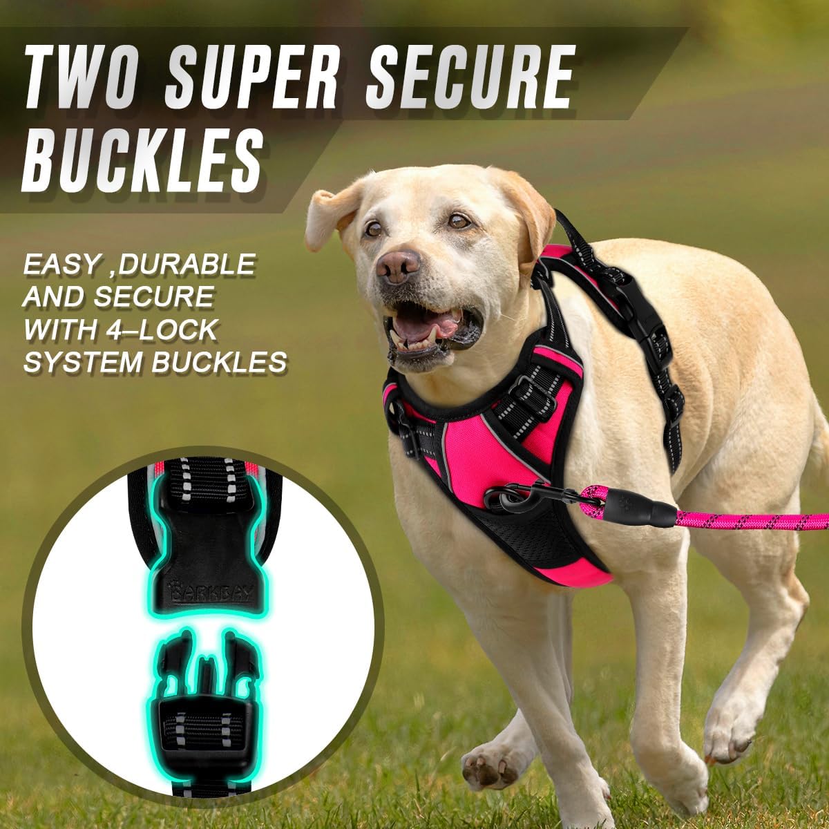 BARKBAY No Pull Dog Harness Front Clip Heavy Duty Reflective Easy Control Handle for Large Dog