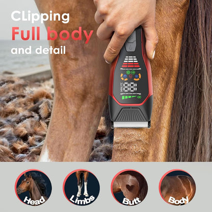 Horse Clippers,Quiet 2-Speed Horse Grooming Clippers,Rechargeable Pet Shaver with Scissors for