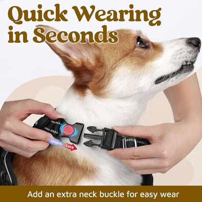 rabbitgoo Dog Harness for Large Dogs, No Pull Pet Vest with 3 Buckles, Adjustable Soft Padded Pet
