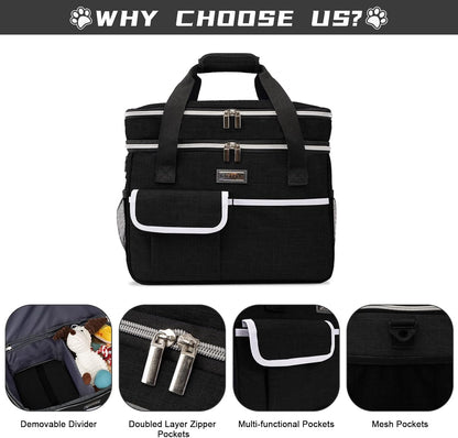 BAGLHER Dog Travel Bag for Supplies - Double-Layer Airline Approved Weekend Pet Travel Organizer