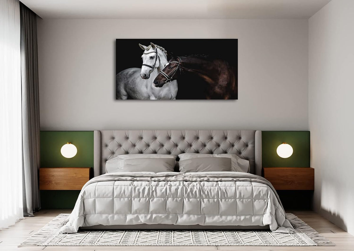 Jiuqinghua Wall Art Canvas Print Picture White and Brown Horses 1 Panel Wild Animal Painting