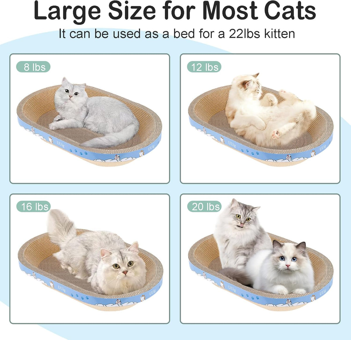Cat Scratcher, 2pcs-23.6x14.9 inches Large Cat Scratching Board, Cardboard Cat Scratchers for