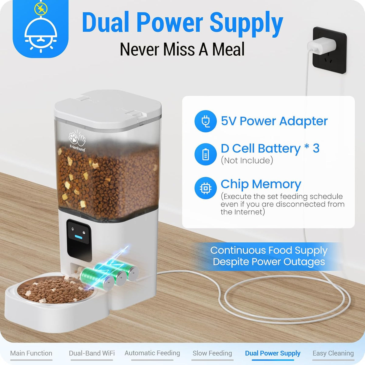 Automatic Cat Feeder with Slow Feed: 5G WiFi Automatic Dog Feeder with Smart APP Control, Auto Cat
