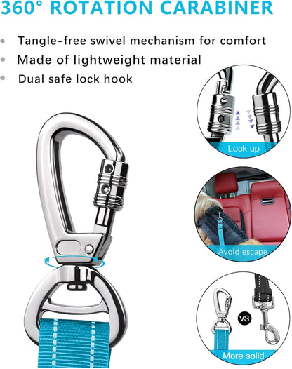 AUBELL Dog Seat Belt for Car,2 Pack Set 3-in-1 Adjustable Reflective Bungee Heavy Duty Dog Car